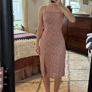 Pink Floral Midi Dress